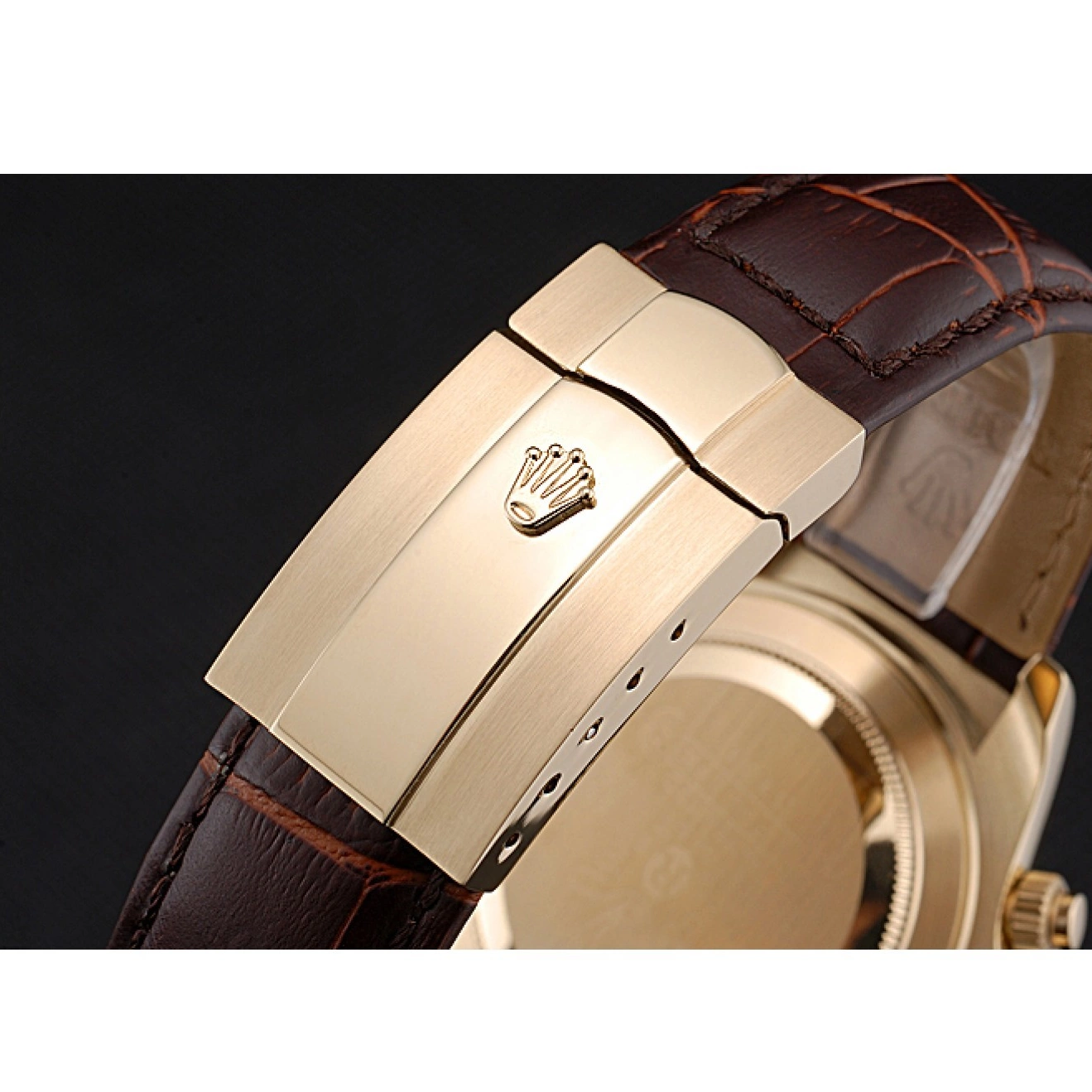 Good copy rolex watches 622633 Cosmograph Daytona Leather Bracelet White Case Gold Brown Dial Rolex 0817